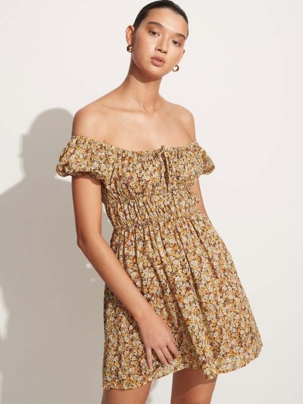 Faithfull the Brand Viola Floral Mini Dress Edelyn Floral Cottagecore Boho Sz 4